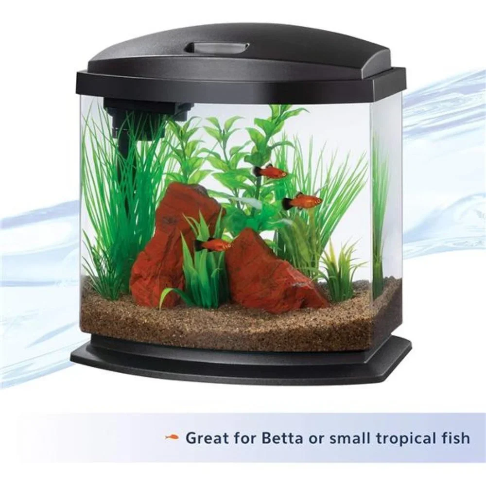 Aqueon LED MiniBow Small Aquarium Fish Tank Kit SmartClean Technology 2.5 Gallon